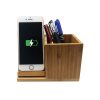 Bamboo pen holder with wireless charger