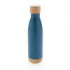 ODESSA - Giftology Double Wall Stainless Bottle with Bamboo Lid and Base - Blue