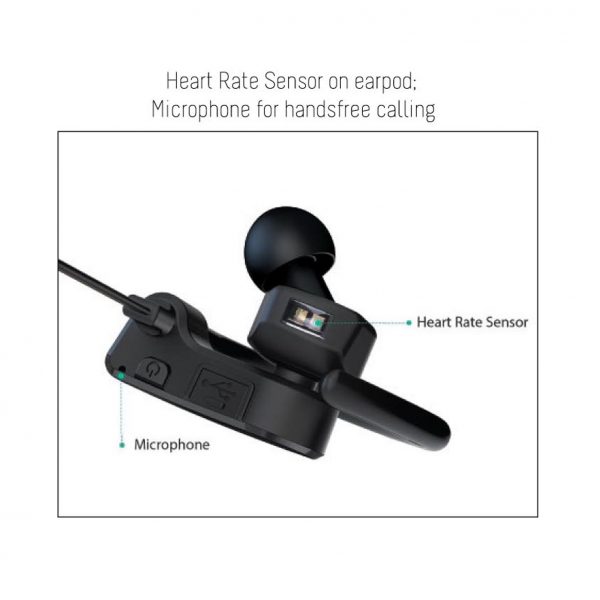 ITBH 781 - @memorii BEATEX Bluetooth Earphone with Heart Rate Monitor & Pedometer (Black)
